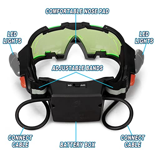 Uten Night vision Goggles for Kids, Adjustable Elastic Band Glasses with LED Light Beams, Spy Gear with Flip-Out Lights Green Lens, Spy Role Play, Birthday Gifts and Christmas Gifts for Kids. - Image 4
