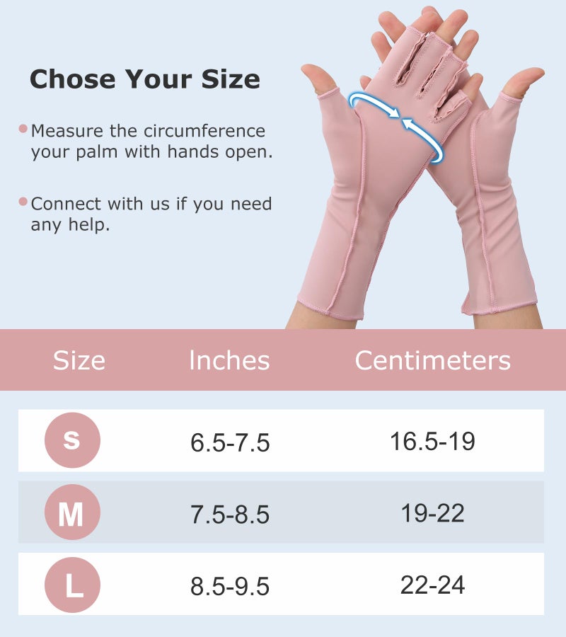 NURCOM Compression Arthritis Gloves, Rheumatoid Pain Relief Compression Gloves for Women & Men, Premium Fingerless Circulation Gloves for Arthritis & Joint Pain, Swelling, Tendonitis, 1 Pair Pink S - Image 2