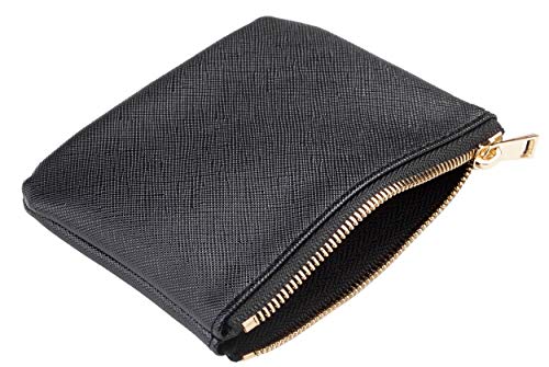Chelmon Vegan Leather Coin Purse Pouch Change Purse With Zipper For Men Women (CH Black) - Image 3