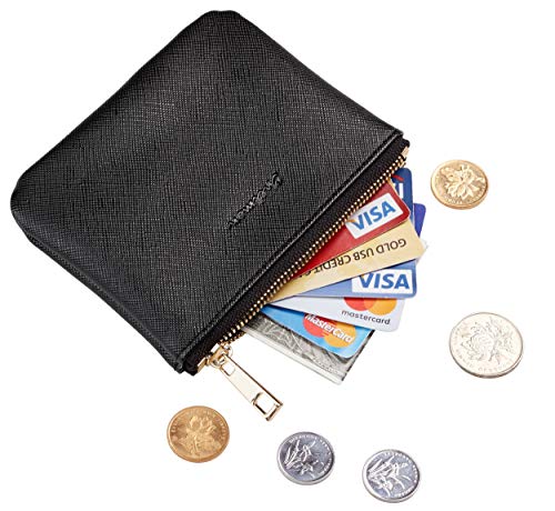 Chelmon Vegan Leather Coin Purse Pouch Change Purse With Zipper For Men Women (CH Black) - Image 2
