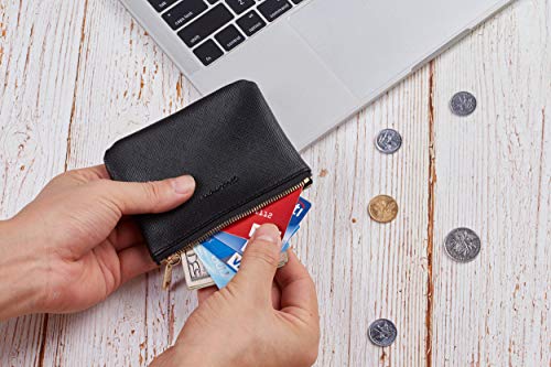 Chelmon Vegan Leather Coin Purse Pouch Change Purse With Zipper For Men Women (CH Black) - Image 4