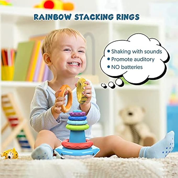 STACKING RINGS BABY TOYS 6 TO 12 MONTHS,STACKING TOYS FOR TODDLERS 1-3,SENSORY MONTESSORI TOYS FOR 1 YEAR OLD,FINE MOTOR SKILLS EDUCATIONAL TOYS,INFANT TOYS GIFTS FOR 1 2 3 YEAR OLD BOY GIRL - Image 5