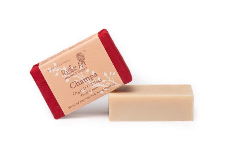 Rustic Art Organic Champa Soap  Sandalwood  For All Skin Types  Coldprocessed  Reduces Blemishes  For Women  Men  100g Pack of 2 - Image 2