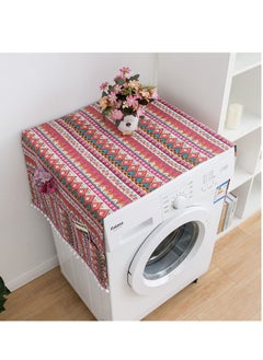 Generic Refrigerator Dust-Proof Cover, Cotton Washing Machine Waterproof Cover with Side Storage Bags, Multi Purpose Top Covers, Universal Cover Cloth for Home and Kitchen Red  - Image 2