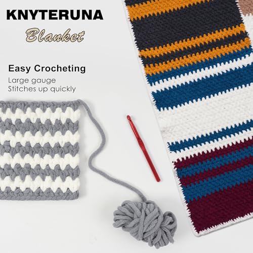 Knyteruna #6 Super Bulky Blanket Yarn for Crocheting - 4 Skeins(Each 10.5oz/300g, 220yds/201m), Chunky Chenille Thick Plush Big Soft Yarn for Crocheting Knitting Blankets, Light Grey - Image 5