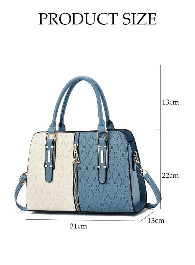 DUNISO Womens Handbag TwoColor Stitching Shoulder Bag Leather Crossbody Bag Square Bag Very Suitable For Work Office Travel Shopping And Dating 31Cm x 13Cm x 22Cm - Image 2