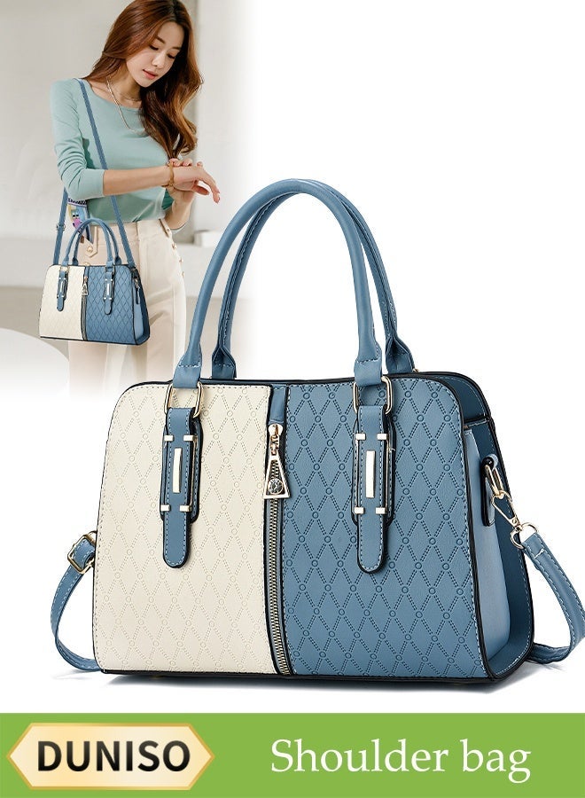 DUNISO Womens Handbag TwoColor Stitching Shoulder Bag Leather Crossbody Bag Square Bag Very Suitable For Work Office Travel Shopping And Dating 31Cm x 13Cm x 22Cm - Image 1