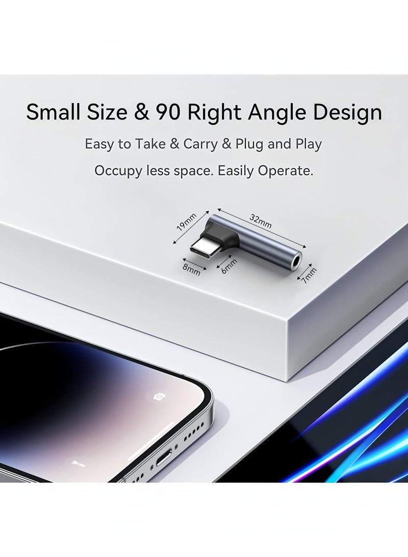 فليفيو محول صوت بزاوية 90 درجة من USB C إلى 3.5 مم من النوع C ومقبس سماعة رأس Aux وميكروفون وهاي فاي ودونجل بزاوية قائمة لهاتف iPhone 17 16 15 Samsung Google - Image 5