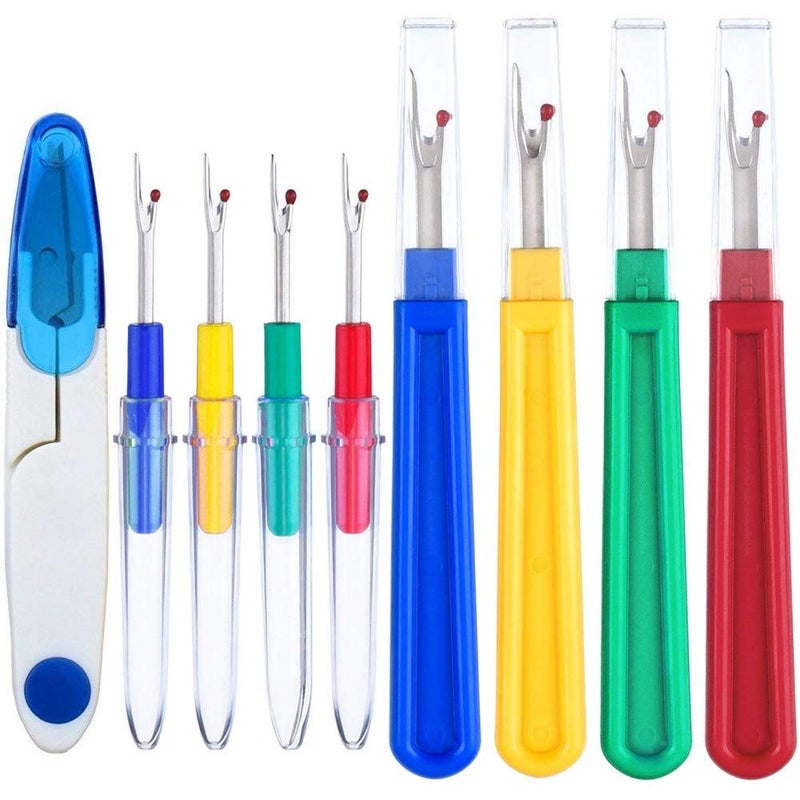 Onwon 8 Pieces Seam Rippers with 1 Piece U Scissors 4 Big and 4 Small Handy Stitch Ripper Sewing Tools Thread Remover Kit for Removing Unwanted Hems and Seams