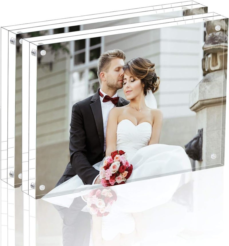 Magicool Premium Acrylic Photo Frame- Magnet Photo Frame -Double Sied Thick Desktop Frames (4x6 2 pack) - Image 1