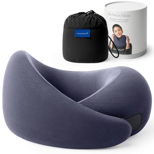 OSTRICH PILLOW Ostrichpillow Go Neck Pillow, Travel Pillows for Airplanes, Premium Memory Foam Travel Pillow, 360º Ergonomic Design, Asymmetrical Sides, Travel Bag Included, Washable Modal Cover - Image 1