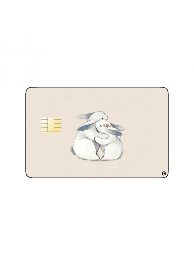 RKN PRINTED BANK CARD STICKER Cute White Rabbits Drawing - Image 1