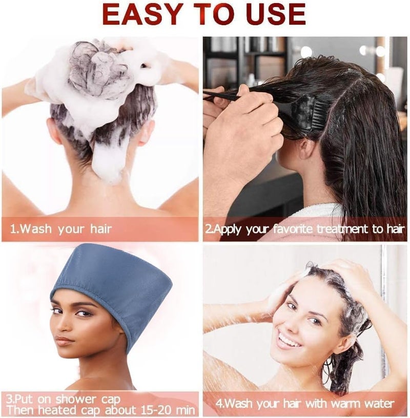 Heating Cap, Heating Hood for Deep Care, Hair Steamer Heat Hood for Hair Masks, 2 Temperature Modes, Hair Heating Cap for Spa, Salon, House Black - Image 4