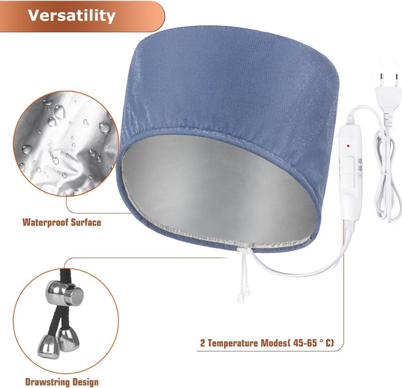 Heating Cap, Heating Hood for Deep Care, Hair Steamer Heat Hood for Hair Masks, 2 Temperature Modes, Hair Heating Cap for Spa, Salon, House Black - Image 2