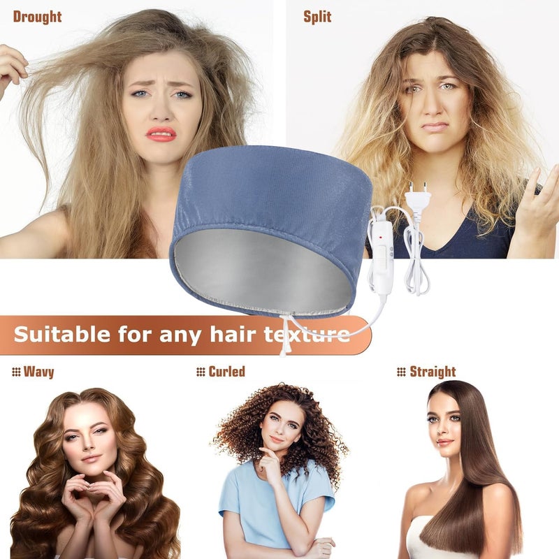 Heating Cap, Heating Hood for Deep Care, Hair Steamer Heat Hood for Hair Masks, 2 Temperature Modes, Hair Heating Cap for Spa, Salon, House Black - Image 3