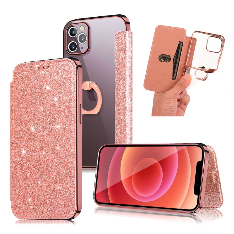 For Apple Iphone12 Ring Glitter Mobile Phone Leather Case 12Pro Electroplated Tpu Flip Leather Case 13 Glitter Shell - Image 3