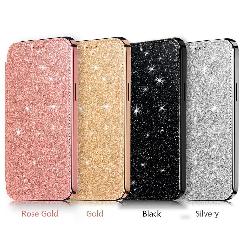 For Apple Iphone12 Ring Glitter Mobile Phone Leather Case 12Pro Electroplated Tpu Flip Leather Case 13 Glitter Shell - Image 5
