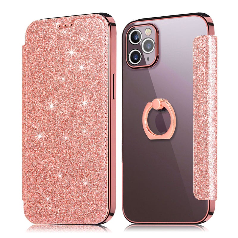 For Apple Iphone12 Ring Glitter Mobile Phone Leather Case 12Pro Electroplated Tpu Flip Leather Case 13 Glitter Shell - Image 2