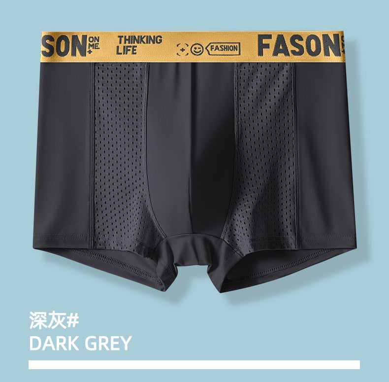 Summer Mens Ice Silk Breathable Underwear Boxer Briefs Dark Gray (single strip without box) 