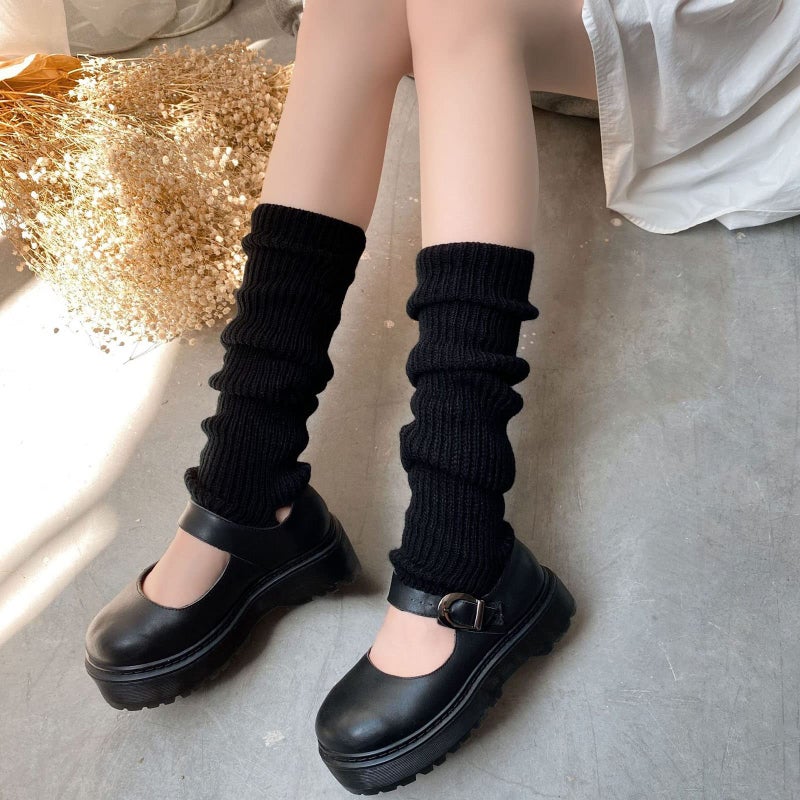 ZQFFB Leg Warmers Kawaii Black White Goth Stacked Leg Warmer of Japanese Style for Women 80s Party Sports Y2k Fashion - Image 4