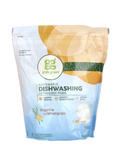 Grab Green Grab Green, Automatic Dishwashing Detergent Pods, Tangerine with Lemongrass, 60 Loads, 2 lbs 6 oz (1,080 g)  - Image 1