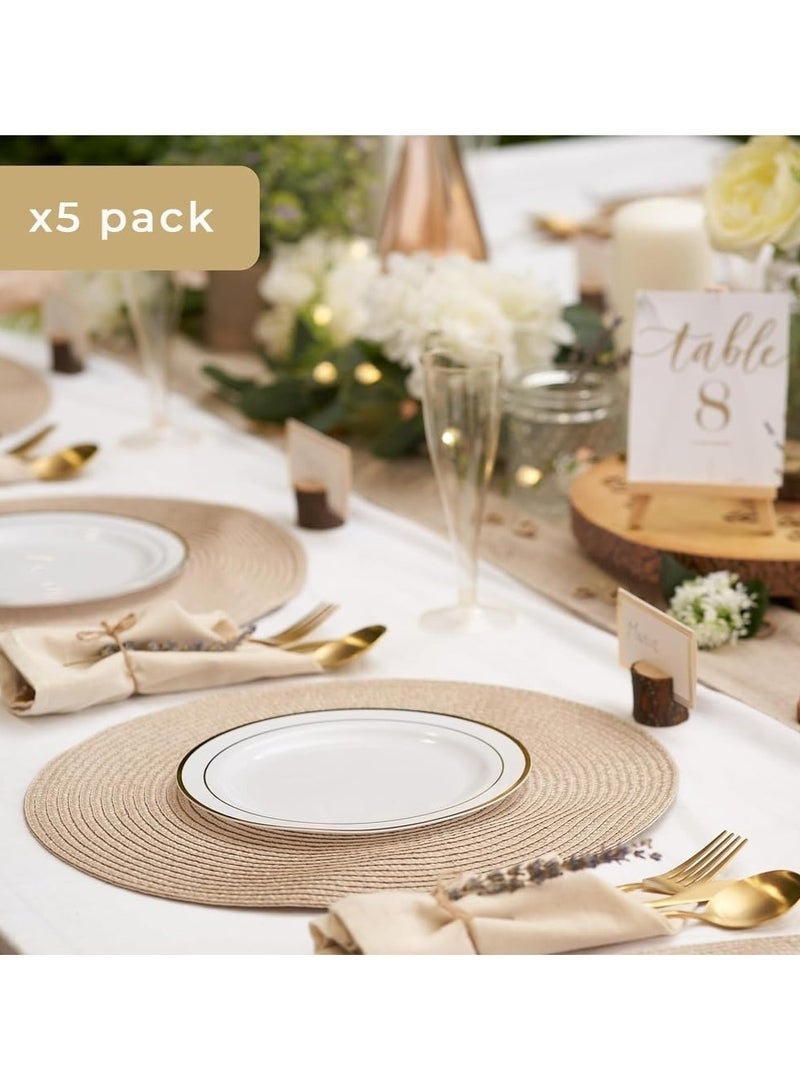 5 Pieces Round Braided Placemats, Round Table Mats, Woven Heat Resistant Table Mats for Dining Tables (Khaki) - Image 4