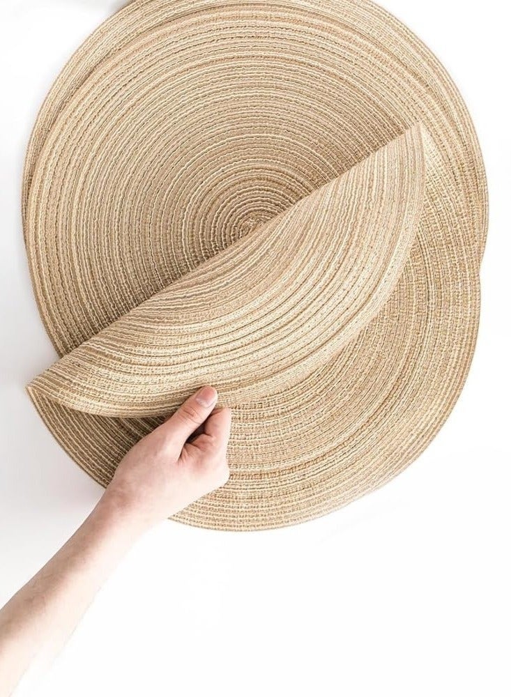 5 Pieces Round Braided Placemats, Round Table Mats, Woven Heat Resistant Table Mats for Dining Tables (Khaki) - Image 5