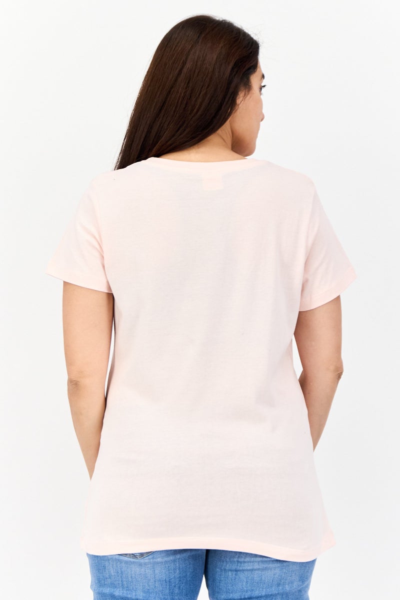 MARVEL Women Crew Neck Short Sleeves Deadpool Print T-Shirt, Light Pink - Image 3