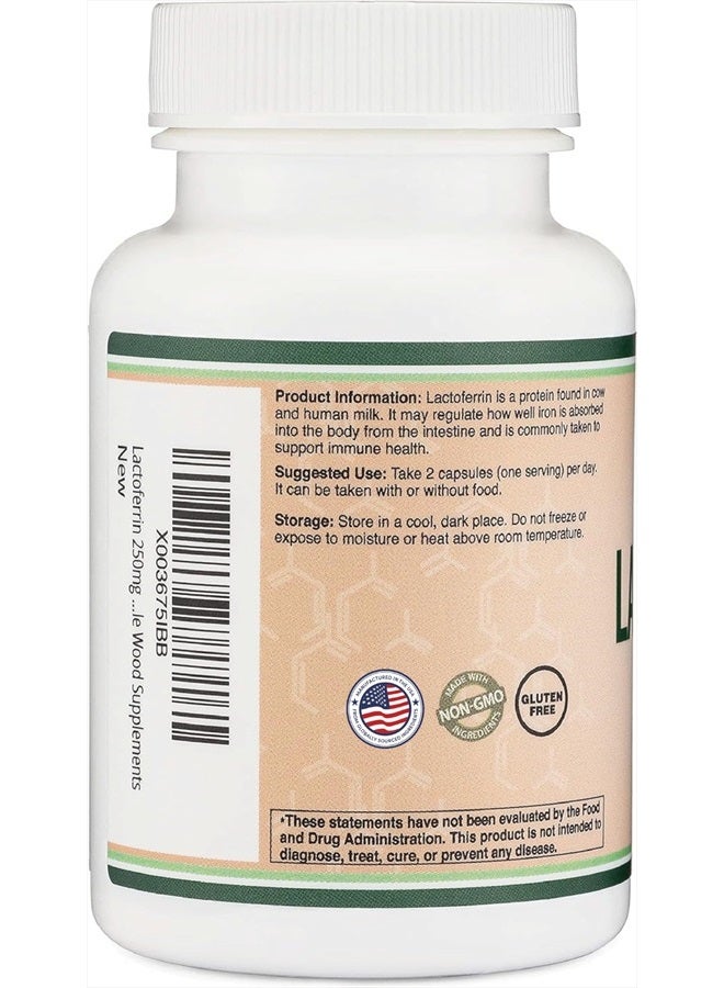 Double Wood Supplements Lactoferrin 250mg per Serving (60 Capsules) Patented Bioferrin Lactoferrin - Superior Iron Supplement for Iron Deficiency and Immune Support - Image 3