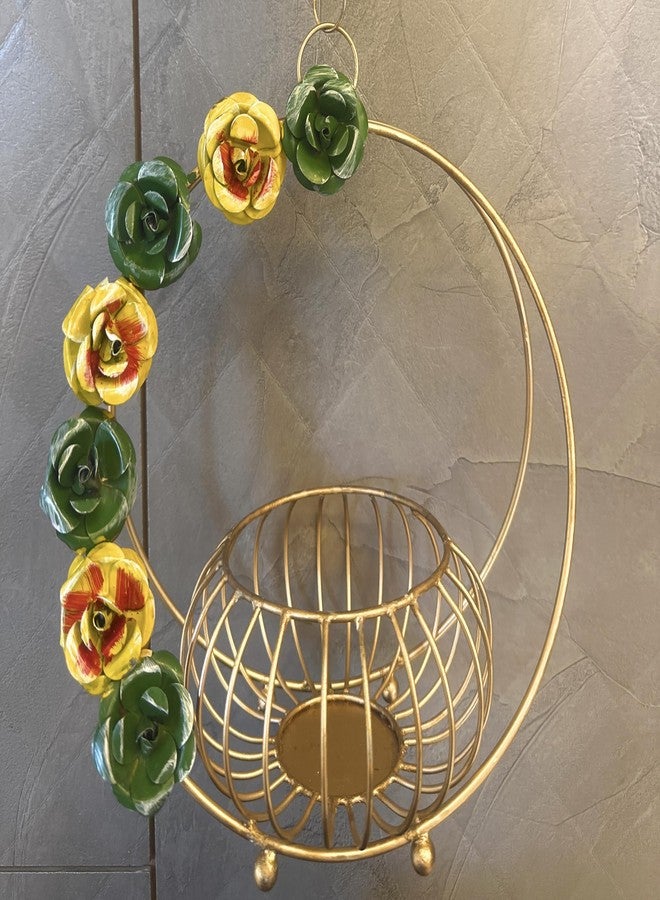 AGAAS ENTERPRISES Geometrical Metal Tealight Candle Holder/Tlight Holder Diwali/Chirstmas,Newyear Festival Gift Item for Home Office Decoration Golden 10 inch Height Gift Hamper - Image 2