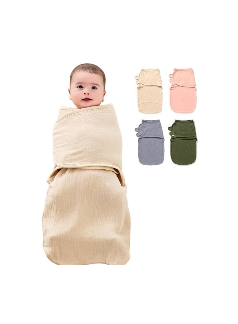 ZONEY Baby Swaddle Wrap, 4 Layer Newborn Swaddle Blanket Wrap with Breathable Organic Cotton, Adjustable Wider Velcro Baby Swaddle Blanket, Baby Essentials for 0-6Months Baby - Image 1