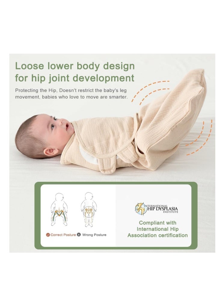 ZONEY Baby Swaddle Wrap, 4 Layer Newborn Swaddle Blanket Wrap with Breathable Organic Cotton, Adjustable Wider Velcro Baby Swaddle Blanket, Baby Essentials for 0-6Months Baby - Image 5