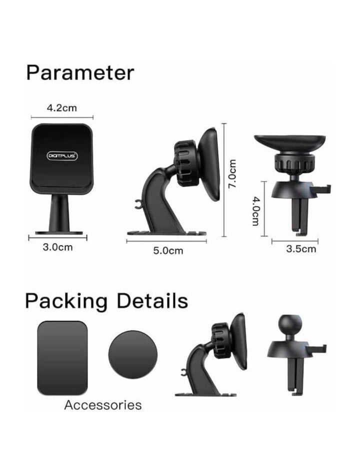 ELTRAZONE Magnetic Phone Car Mount, Car Phone Holder for Dashboard, Cell Phone Car Kits, 360° Adjustable Magnet Cell Phone Mount Compatible with iPhone, Samsung, LG, , Mini Tablet and More - Image 2