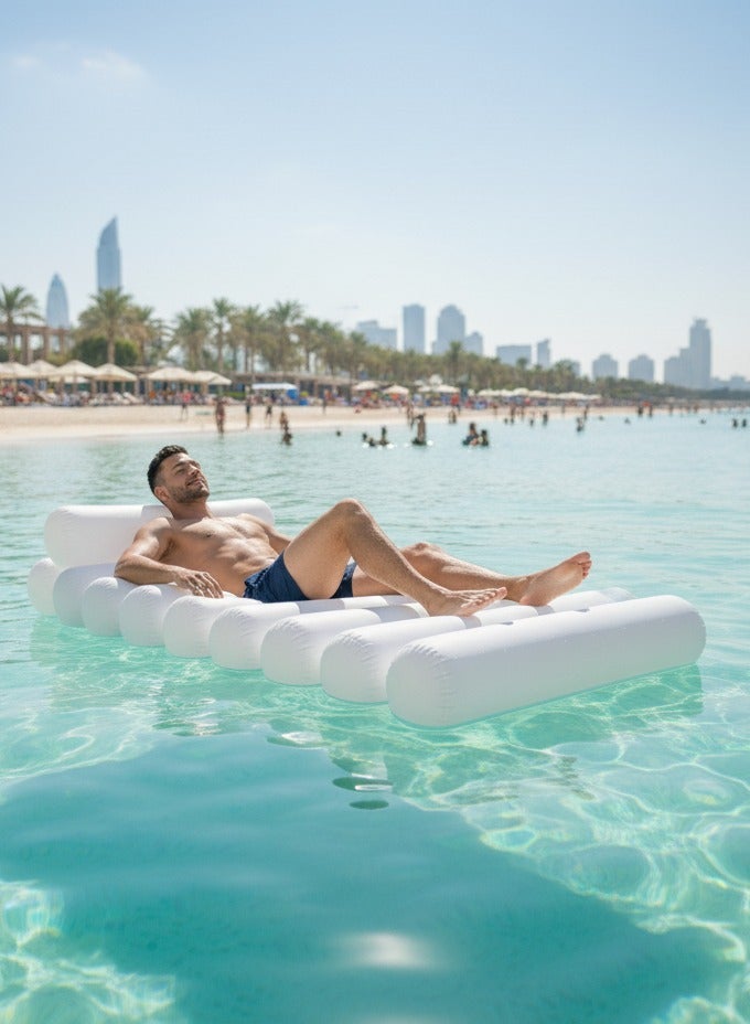Adventure Lab Tube Lilo Float – White on White, Inflatable Pool & Beach Lounge - Image 3