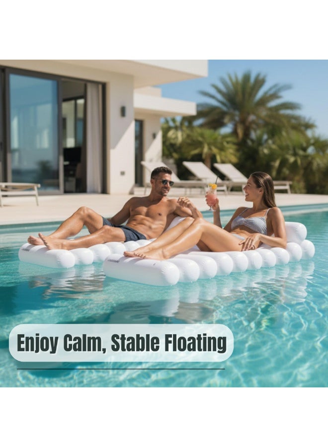 Adventure Lab Premium Luxury Inflatable Pool Lounger Float – Premium Air Mattress Raft for Adults | Heavy Duty PVC Swimming Pool Bed | Comfortable Sunbathing Water Float for Beach & Villa Pool (White) - Image 5