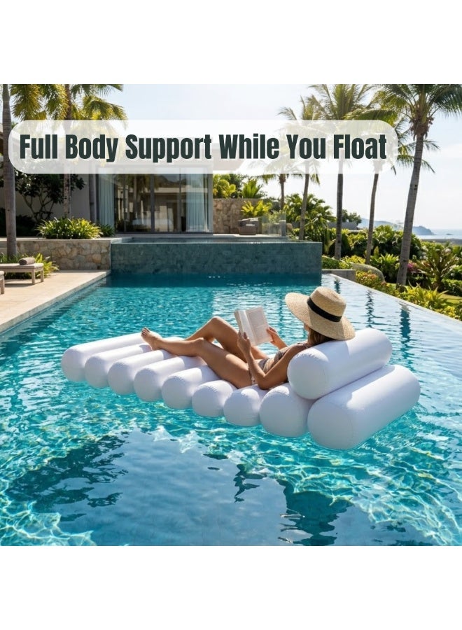 Adventure Lab Premium Luxury Inflatable Pool Lounger Float – Premium Air Mattress Raft for Adults | Heavy Duty PVC Swimming Pool Bed | Comfortable Sunbathing Water Float for Beach & Villa Pool (White) - Image 2