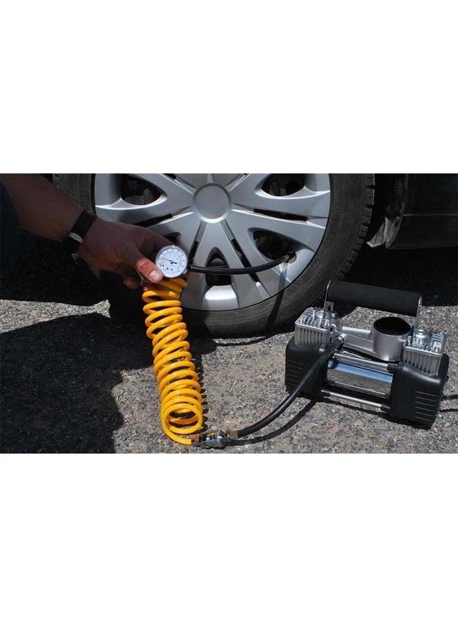 Cady One - Heavy duty 2-piston double cylinder car tire inflator and tire compressor with high brightness headlight and a bag for easy carrying and storage. - Image 1