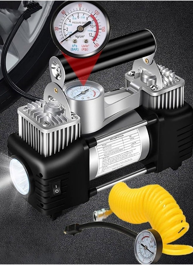 Cady One - Heavy duty 2-piston double cylinder car tire inflator and tire compressor with high brightness headlight and a bag for easy carrying and storage. - Image 1