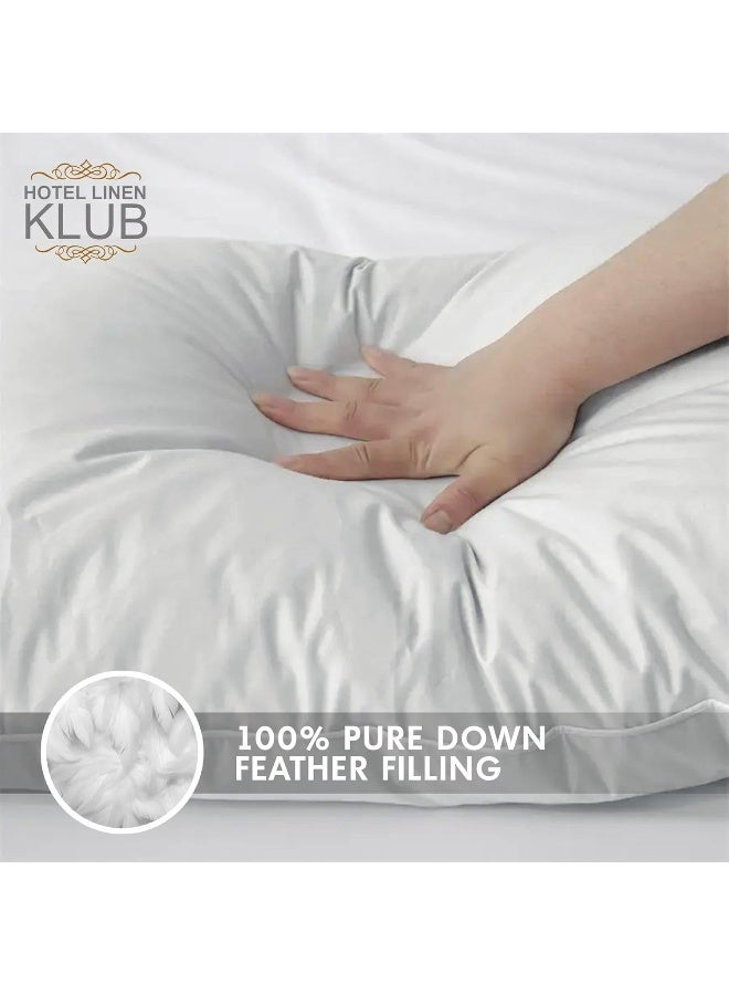 Hotel Linen Klub 2-Piece Duck Down Feather Pillow – 1100g Natural Duck Down Feather Fill for Optimal Comfort, Superior Support, and Breathability - Luxury Hotel Quality Bed Pillow, Size: 50 x 70 cm - Image 3