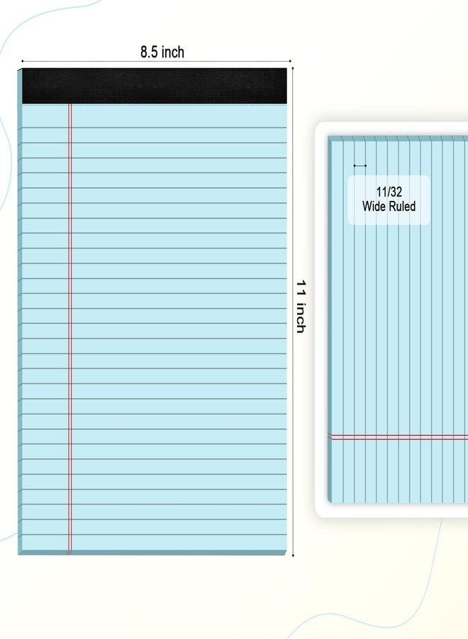 AILZFEI Blue Legal Pad Note Pads 8.5 x 11 inch, Wide Ruled Clear Print Writing Pads 30 Sheets/Pad, 20lb Colored Paper, Perforated Notepad with Sturdy Back (3 Pads Blue) - Image 2