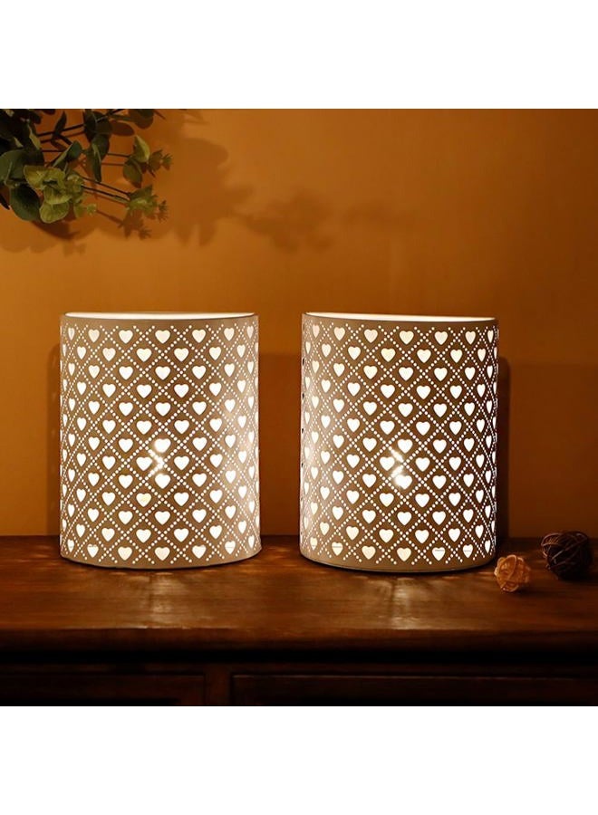 JHY DESIGN Set of 2 Battery Operated Table Lamps, 20cm Tall Vintage Wall Sconces Metal Modern Wall Mounted Lighting with 6 Hour Timer Wall Decor for Living Room, Bedroom, Hallway, - Image 5
