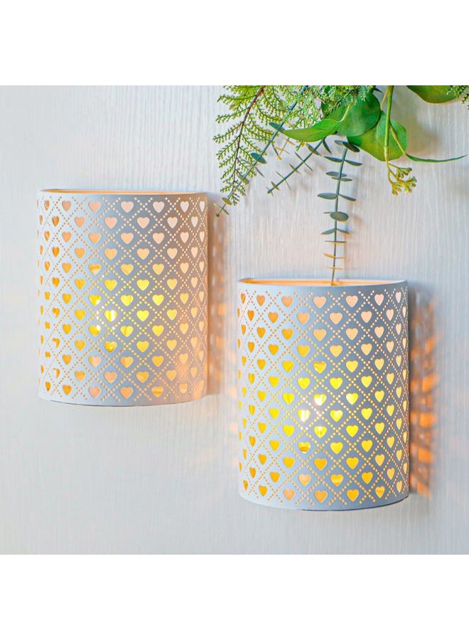 JHY DESIGN Set of 2 Battery Operated Table Lamps, 20cm Tall Vintage Wall Sconces Metal Modern Wall Mounted Lighting with 6 Hour Timer Wall Decor for Living Room, Bedroom, Hallway, - Image 1