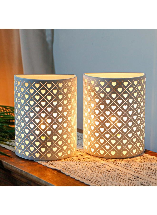 JHY DESIGN Set of 2 Battery Operated Table Lamps, 20cm Tall Vintage Wall Sconces Metal Modern Wall Mounted Lighting with 6 Hour Timer Wall Decor for Living Room, Bedroom, Hallway, - Image 3