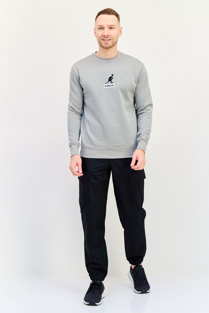 KANGOL Men Crew Neck Embroidered Logo Long Sleeves Sweatshirt, Grey - Image 4