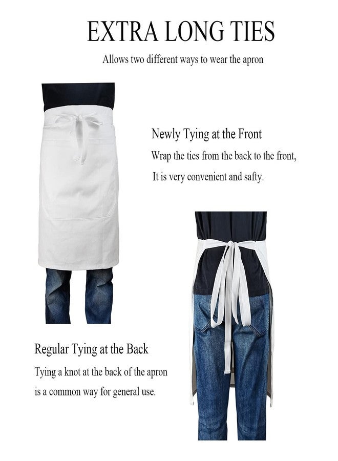 DCCPAA 100% Cotton Professional Grade Chef Apron for Cooking,Kitchen,BBQ, Grill and Hobby and Work,with Tool Pockets, Adjustable Straps,for Men and Women gifts(White) - Image 4