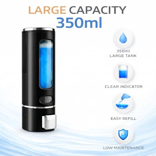 Kitstorack ABS Liquid Soap Dispenser Wall Mounted for Bathroom & Wash Basin | Handwash Bottle Holder, Shampoo & Sanitizer Dispenser for Kitchen, Toilet & Shower Use (Black) - Image 3