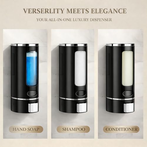 Kitstorack ABS Liquid Soap Dispenser Wall Mounted for Bathroom & Wash Basin | Handwash Bottle Holder, Shampoo & Sanitizer Dispenser for Kitchen, Toilet & Shower Use (Black) - Image 5