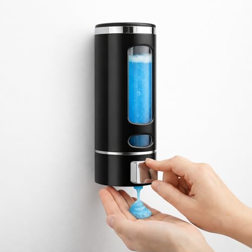 Kitstorack ABS Liquid Soap Dispenser Wall Mounted for Bathroom & Wash Basin | Handwash Bottle Holder, Shampoo & Sanitizer Dispenser for Kitchen, Toilet & Shower Use (Black) - Image 1