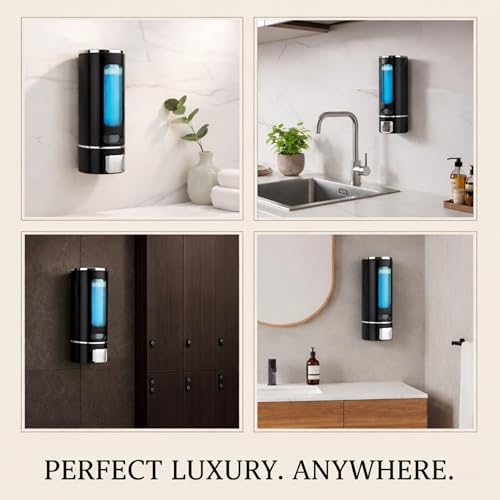 Kitstorack ABS Liquid Soap Dispenser Wall Mounted for Bathroom & Wash Basin | Handwash Bottle Holder, Shampoo & Sanitizer Dispenser for Kitchen, Toilet & Shower Use (Black) - Image 4