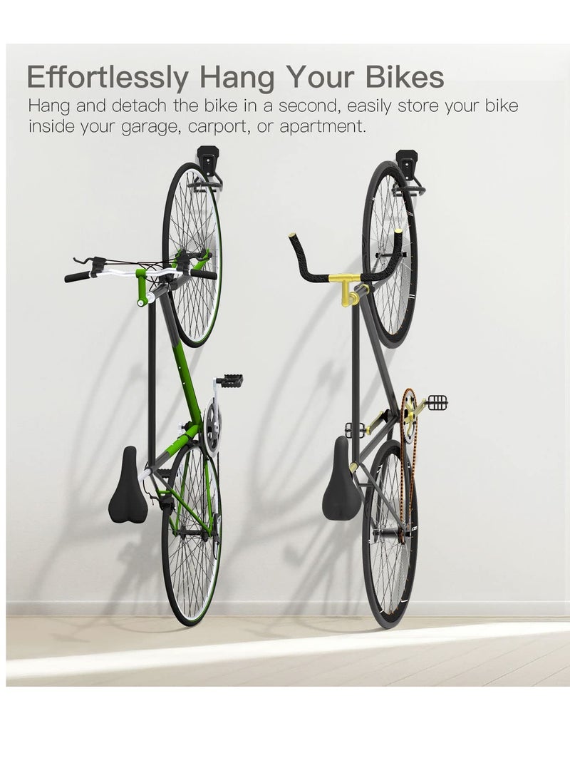 SYOSI Bike Wall Mount, Bike Hanger Rack, Heavy Duty Bike Hooks Wall Mount Rack Holder, Heavy Duty Bicycle Storage Hanger Vertical Stand for Garage - Image 2